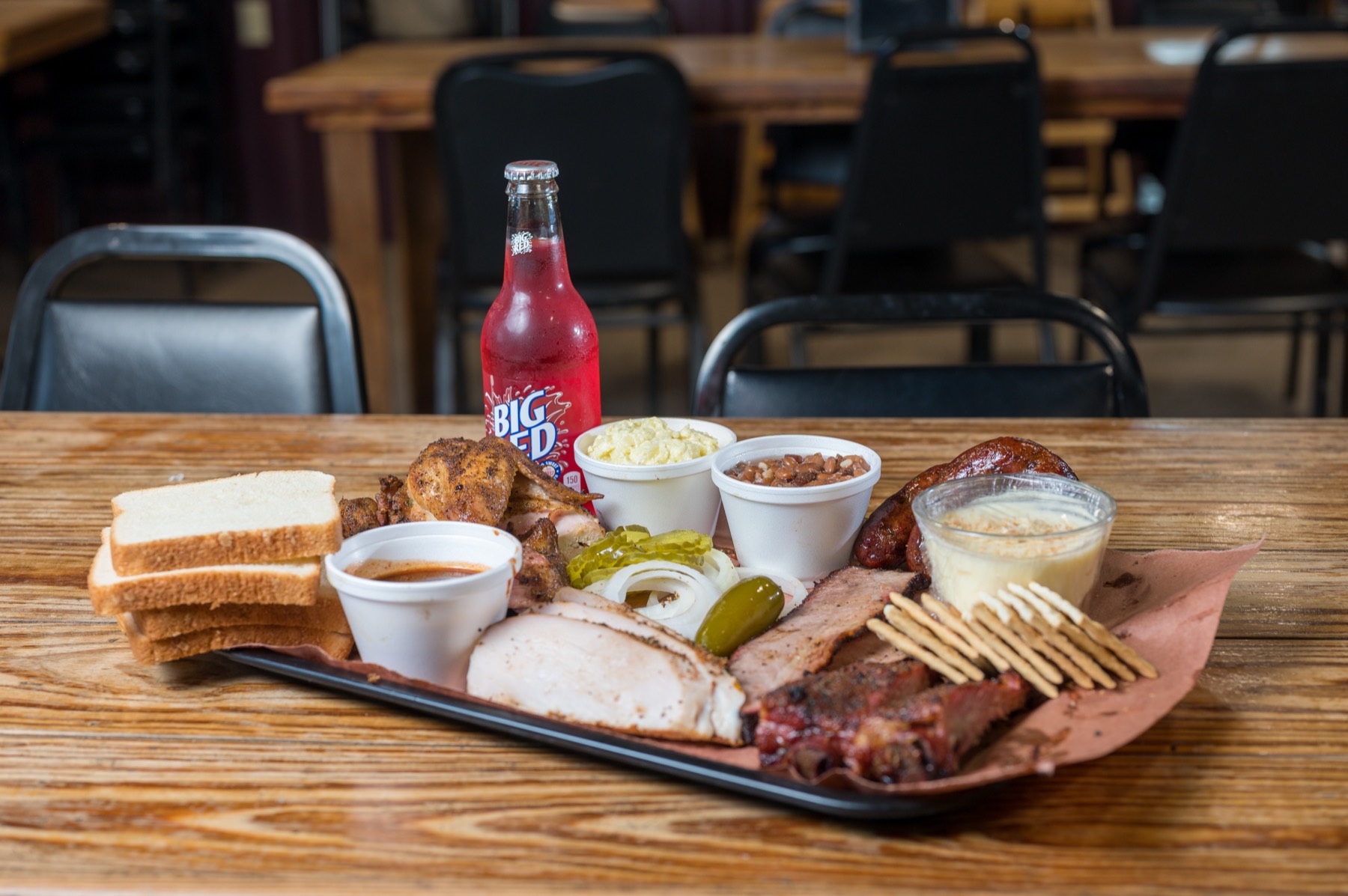 Restaurant and local dining scene in Gonzales, Texas.